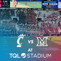 TQL Stadium hosted its first college football game as Cincinnati defeated Miami 35-31 in the 129th Battle for the Victory Bell on Sept. 19.