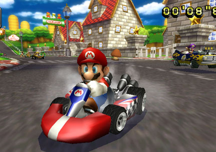 Screenshot of Mario Kart game