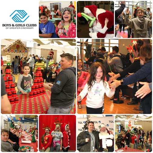 A Collage Of Photos From The Boys And Girls Club Christmas Party