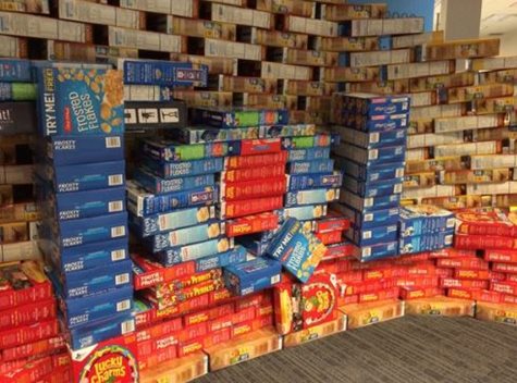 Boxes Of Cereal Stacked Up A Wall