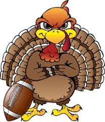 Angry Cartoon Turkey with Football