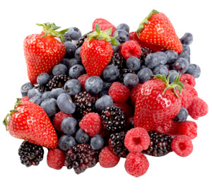 Pile of Strawberries, blueberries, raspberries, and blackberries