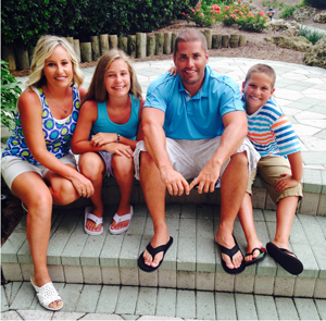 Family sitting on steps outside