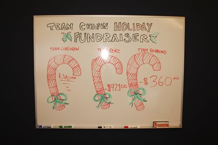 Team Chafin Holiday Fundraiser white board