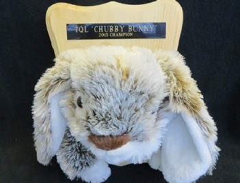 TQL Chubby Bunny plaque with stuffed bunny head