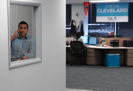 Man on phone in Cleveland office